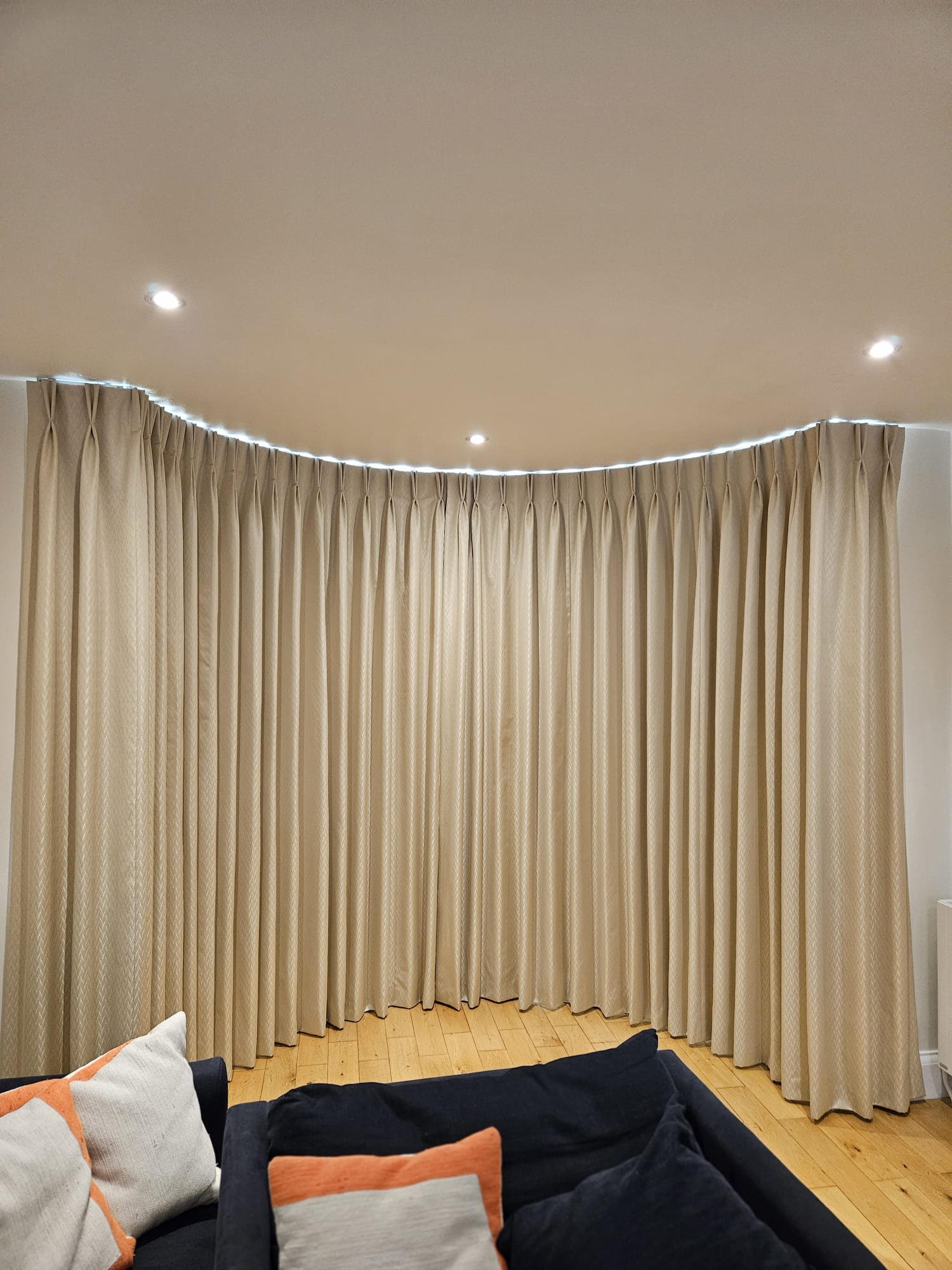 twin pleat curtains bay window docklands